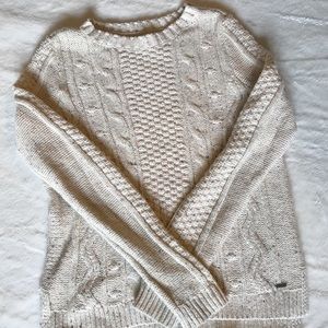 hollister cream speckled cable knit sweater
